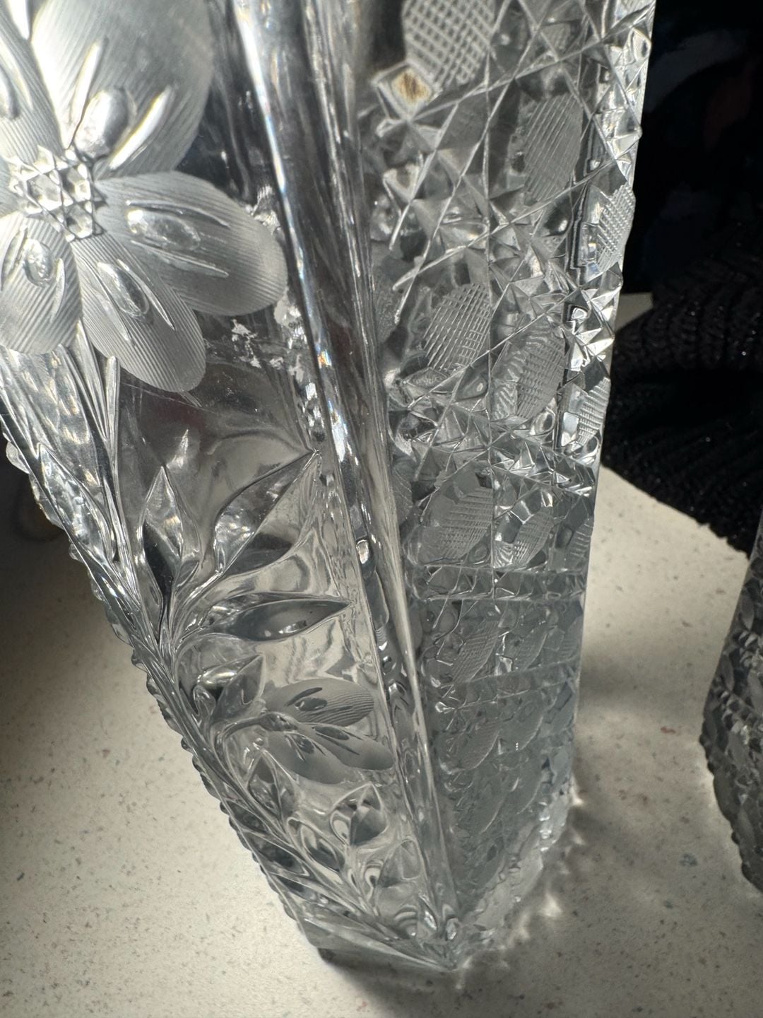 Vintage Bohemia Cut Crystal Vase Set 5