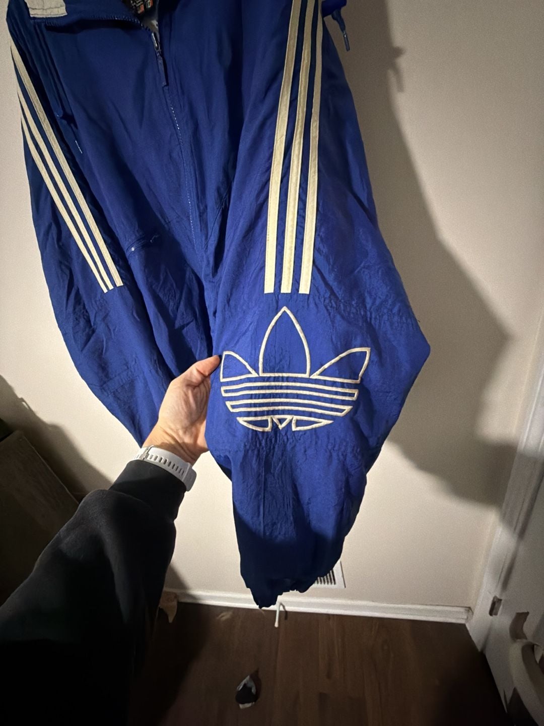 Adidas Vintage Hooded Jacket Size XL Blue White Quilted Lined 5