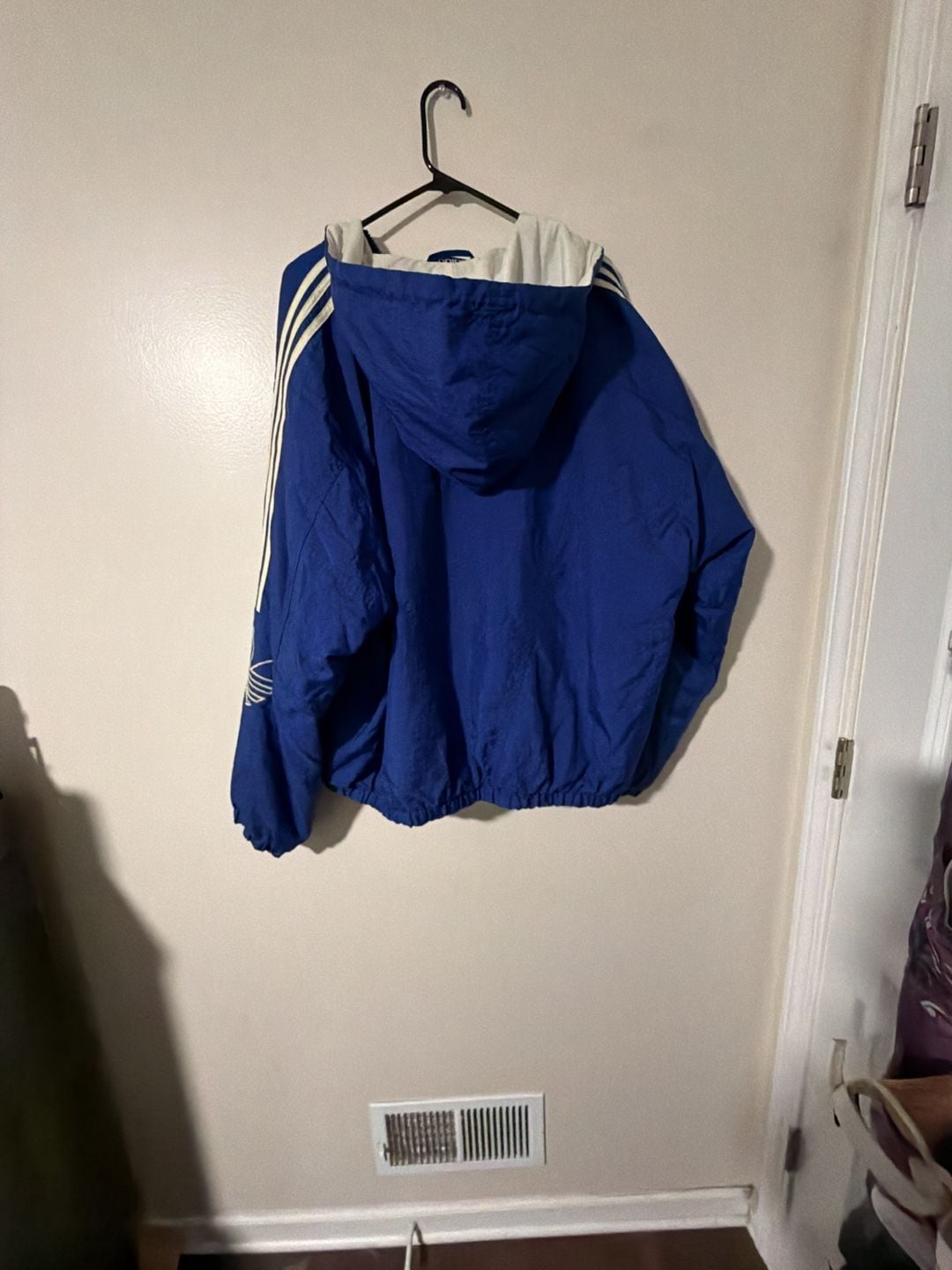 Adidas Vintage Hooded Jacket Size XL Blue White Quilted Lined 6
