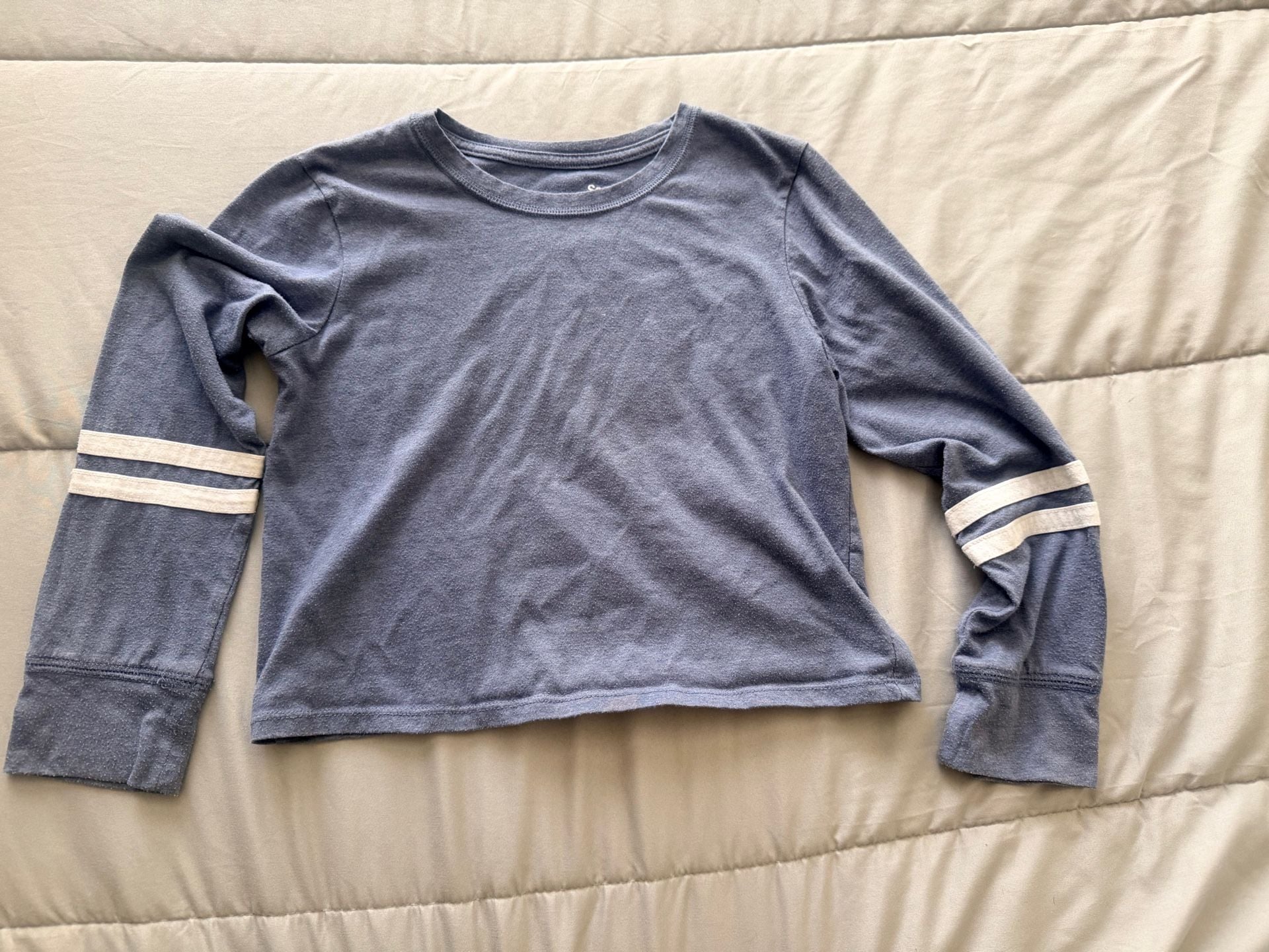 So Favorite Long Sleeve Boxy Tee Size S Blue Striped girls size 7 2