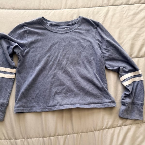 So Favorite Long Sleeve Boxy Tee Size S Blue Striped girls size 7