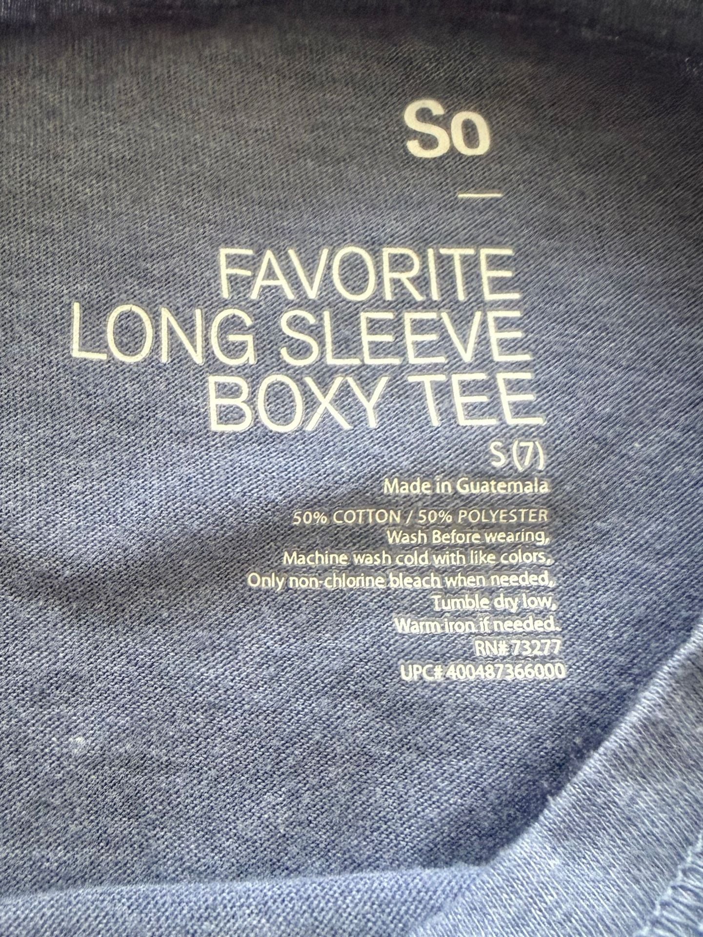 So Favorite Long Sleeve Boxy Tee Size S Blue Striped girls size 7 3
