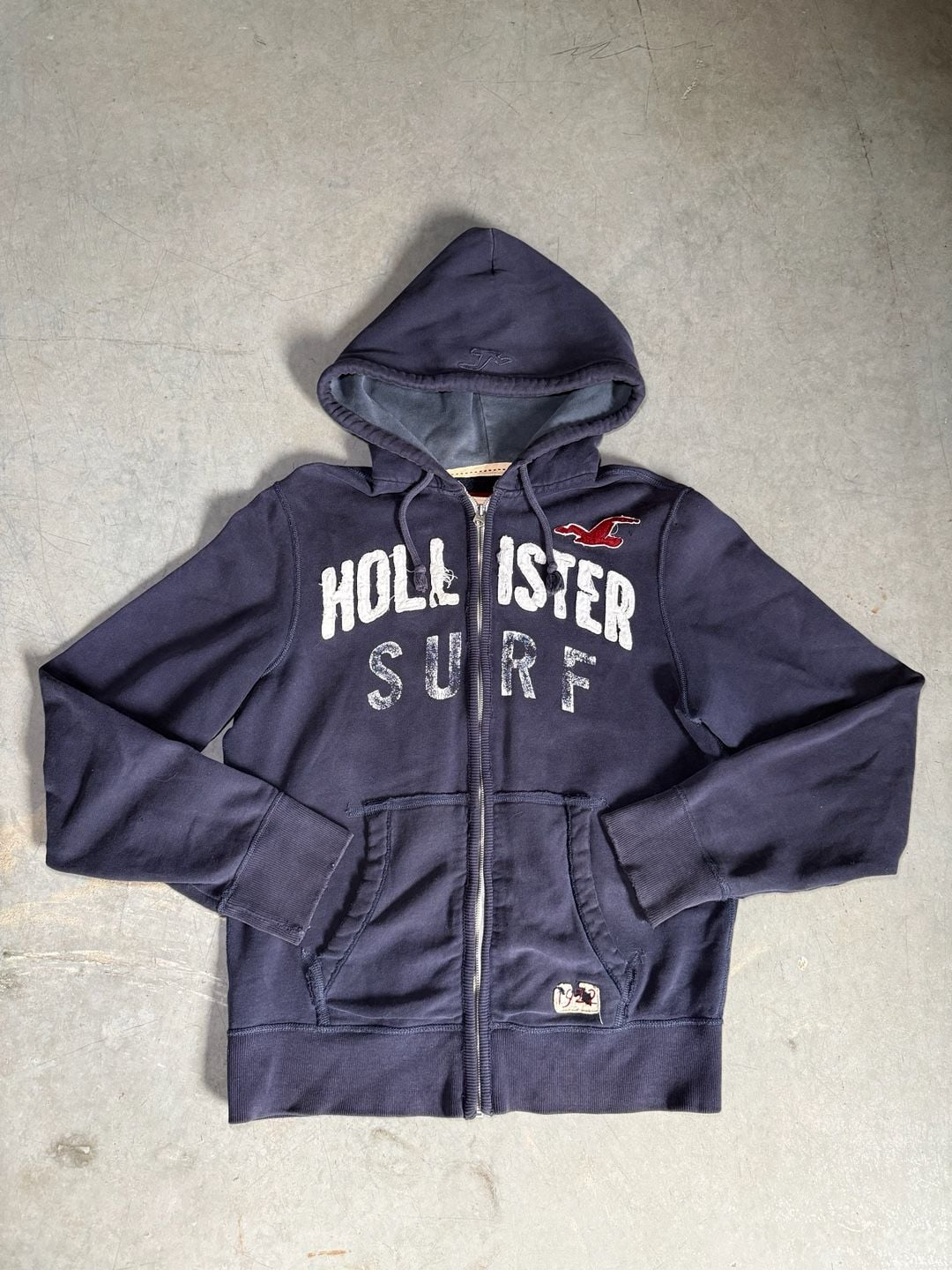 Y2K Hollister Surf Zip Up Hoodie Size L Navy Blue 2