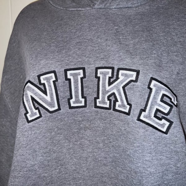 Nike Vintage Spellout Embroidered Hoodie Size 3XL Grey Pullover