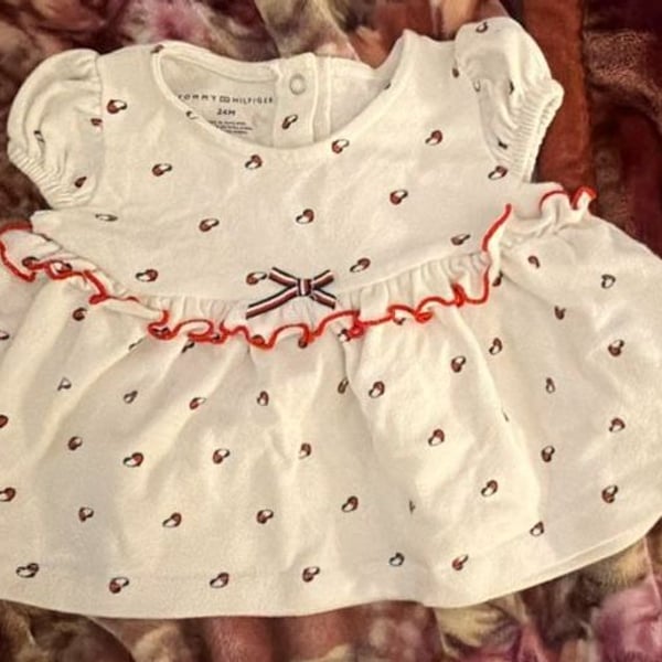 Tommy Hilfiger Heart Polo Dress and Bloomers Size 24M White