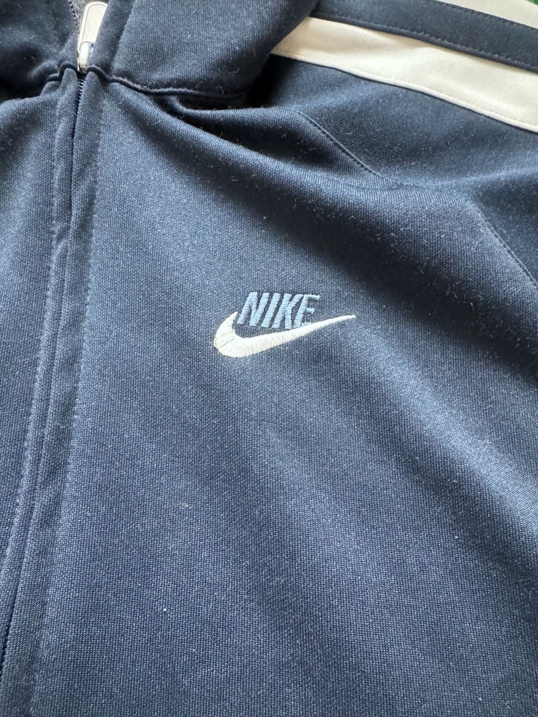 00’s Nike Track Jacket Size L Navy Blue White Stripe Full Zip Hooded Activewear 3