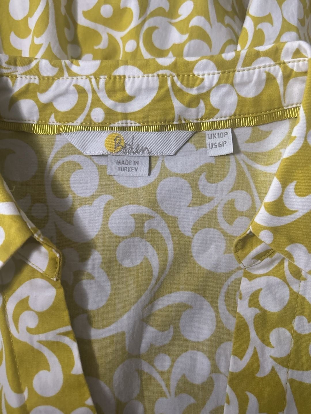 Boden Yellow White Floral Wrap Dress Size US 6P 7