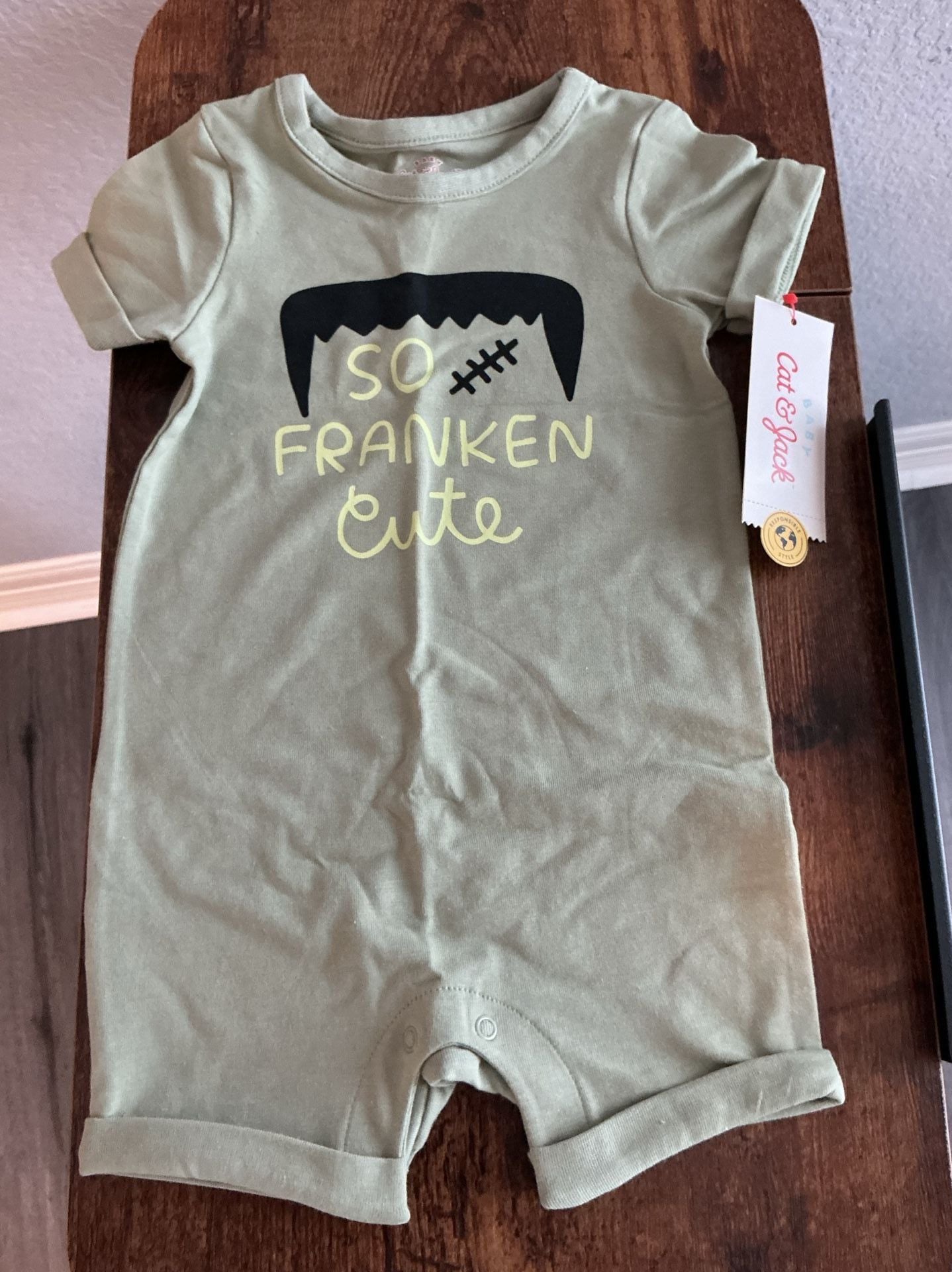 Bundle Cat & Jack Baby Oh Hey Boo- Frankencute Romper Size 6-9M White Halloween 5