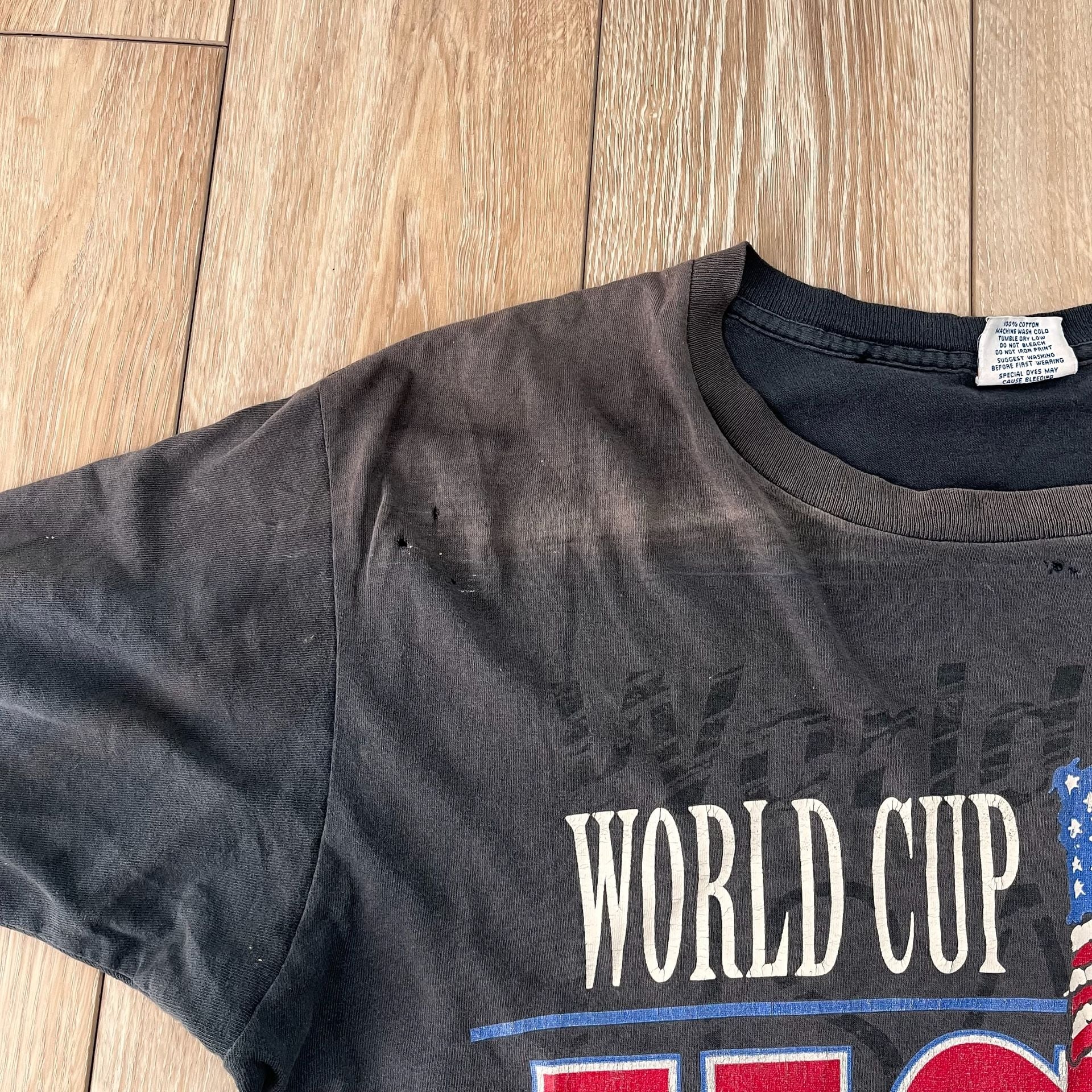 Usa World Cup 1994 Faded Black Distressed Tshirt 5