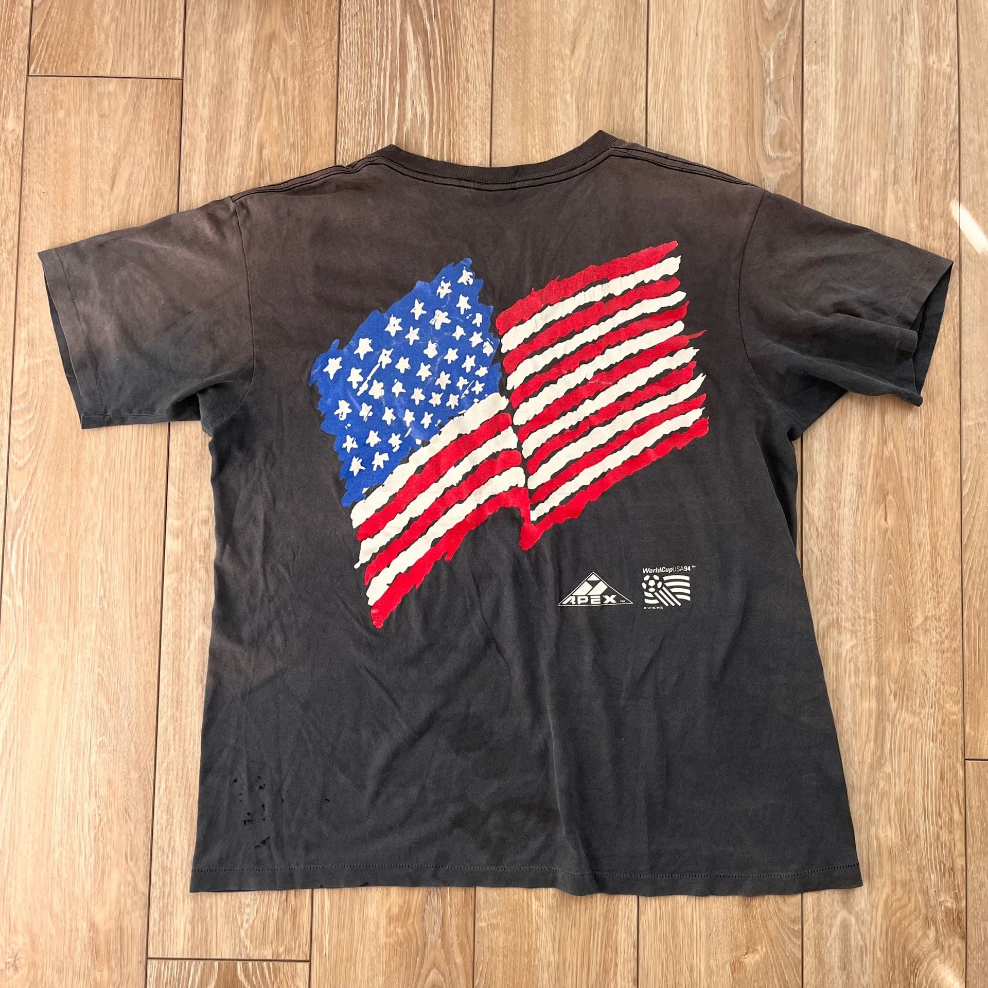 Usa World Cup 1994 Faded Black Distressed Tshirt 9