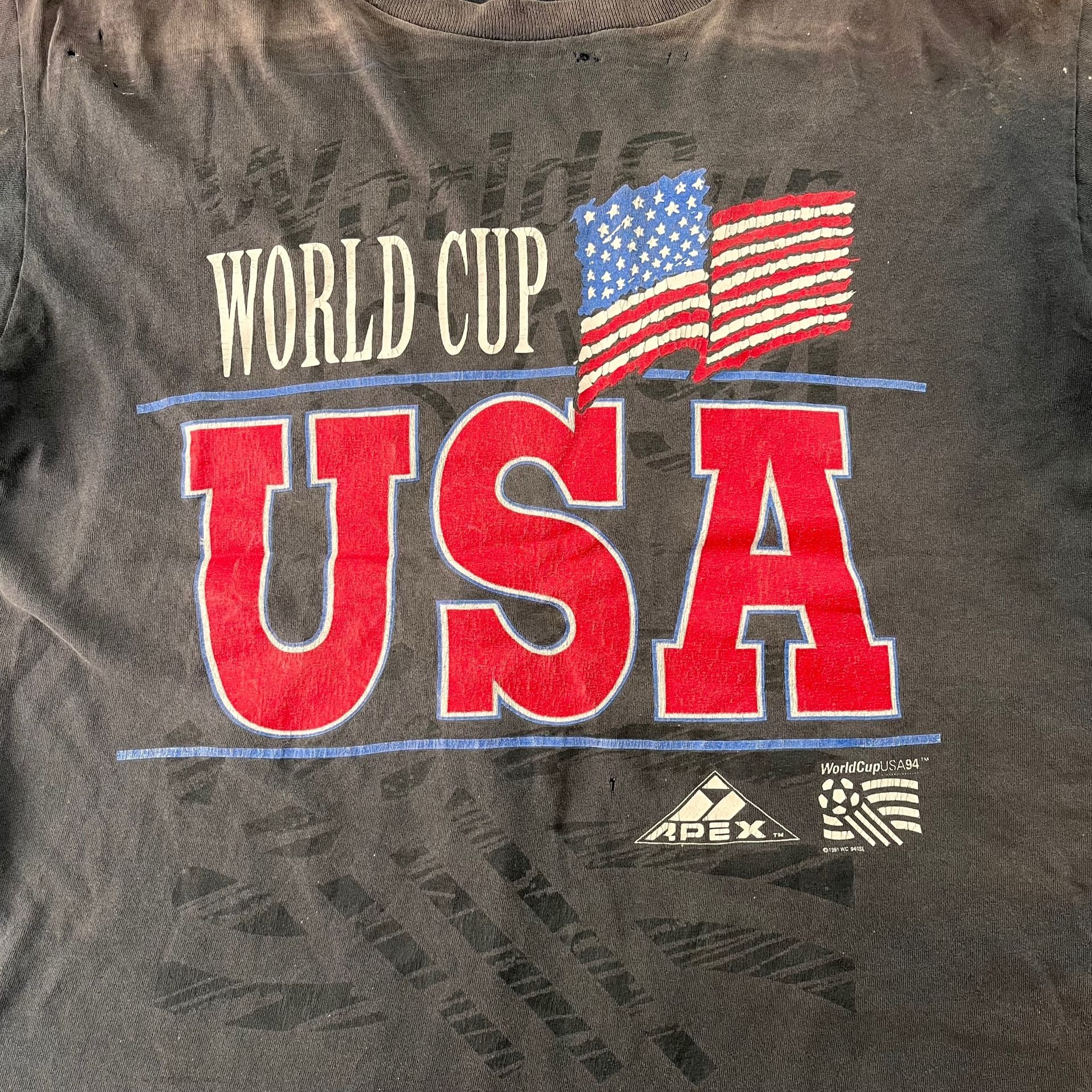 Usa World Cup 1994 Faded Black Distressed Tshirt 3