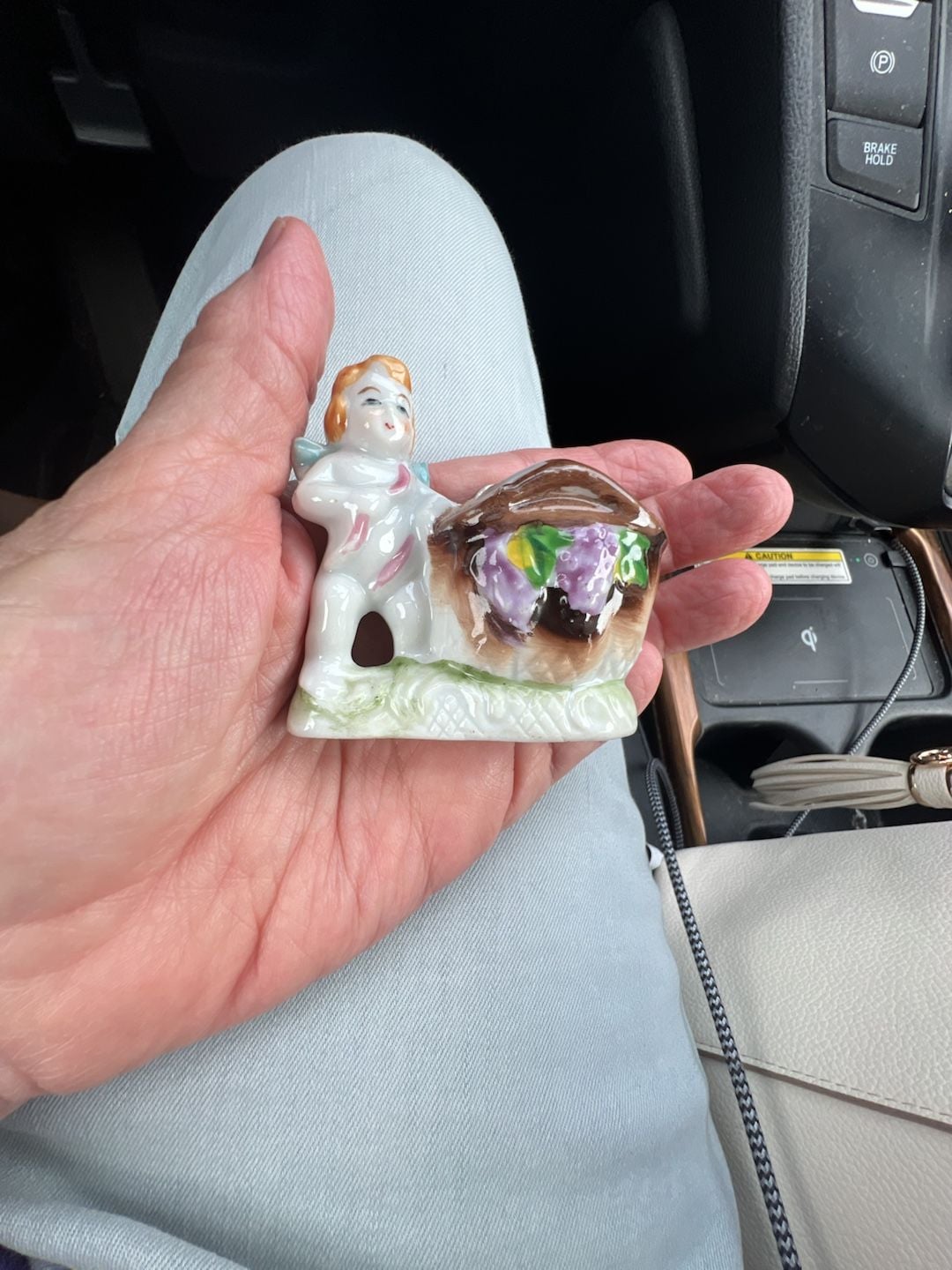 Vintage Occupied Japan Porcelain Cherub Figurine Toothpick Holder 1