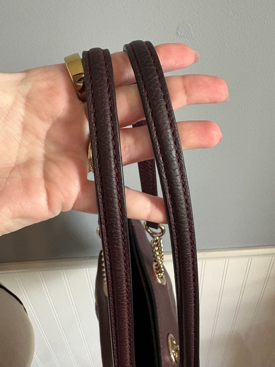 Coach Turnlock Chain Tote 27 Oxblood Leather 12