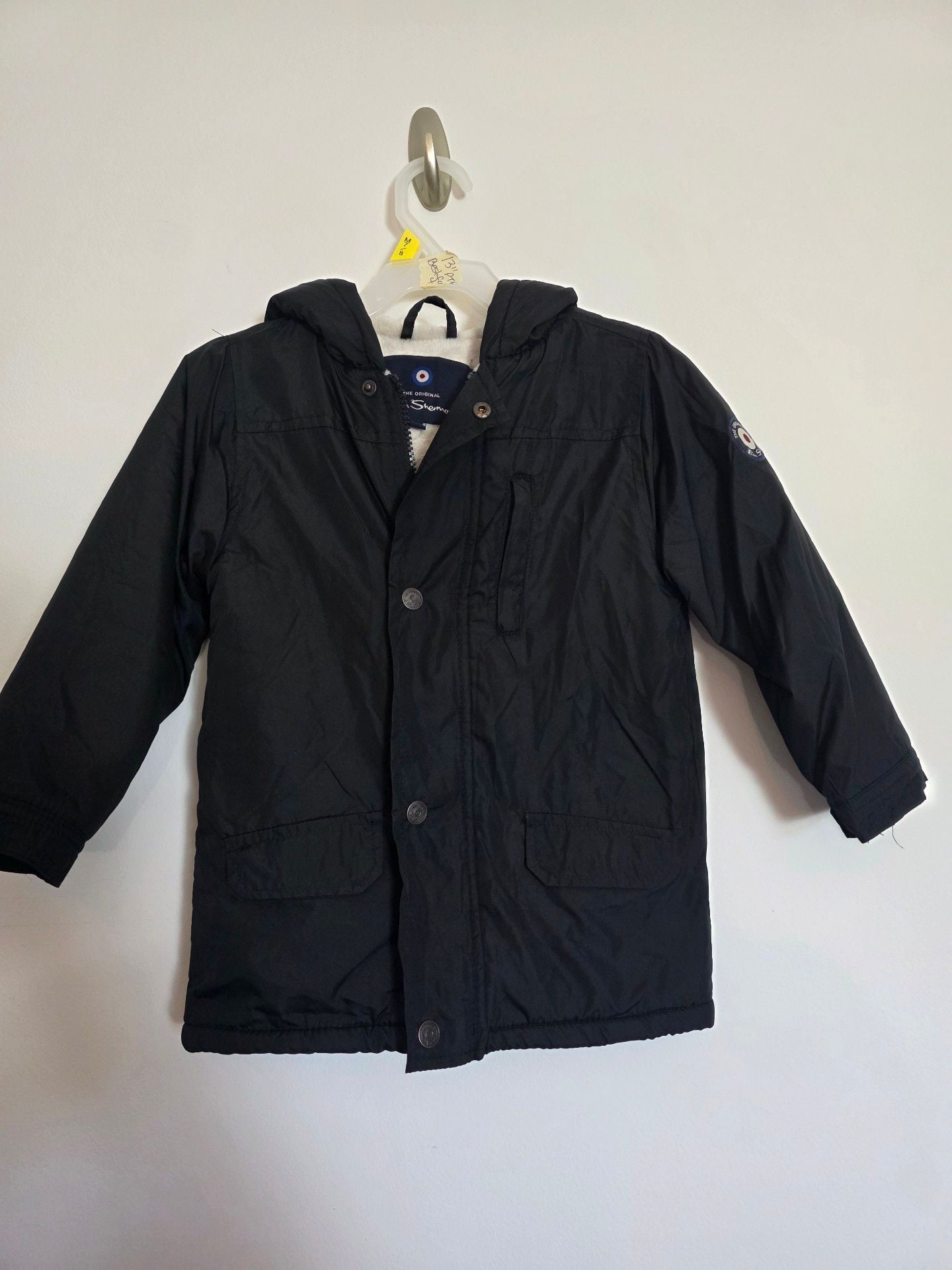 Ben Sherman Kids Black Hooded Fleece Lined Jacket Size 4 2