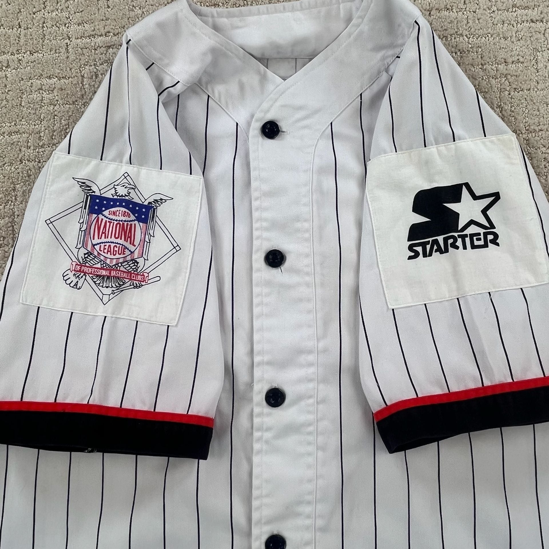 90s Vintage Starter San Francisco Giants Pinstripe Baseball Jersey Size M 7