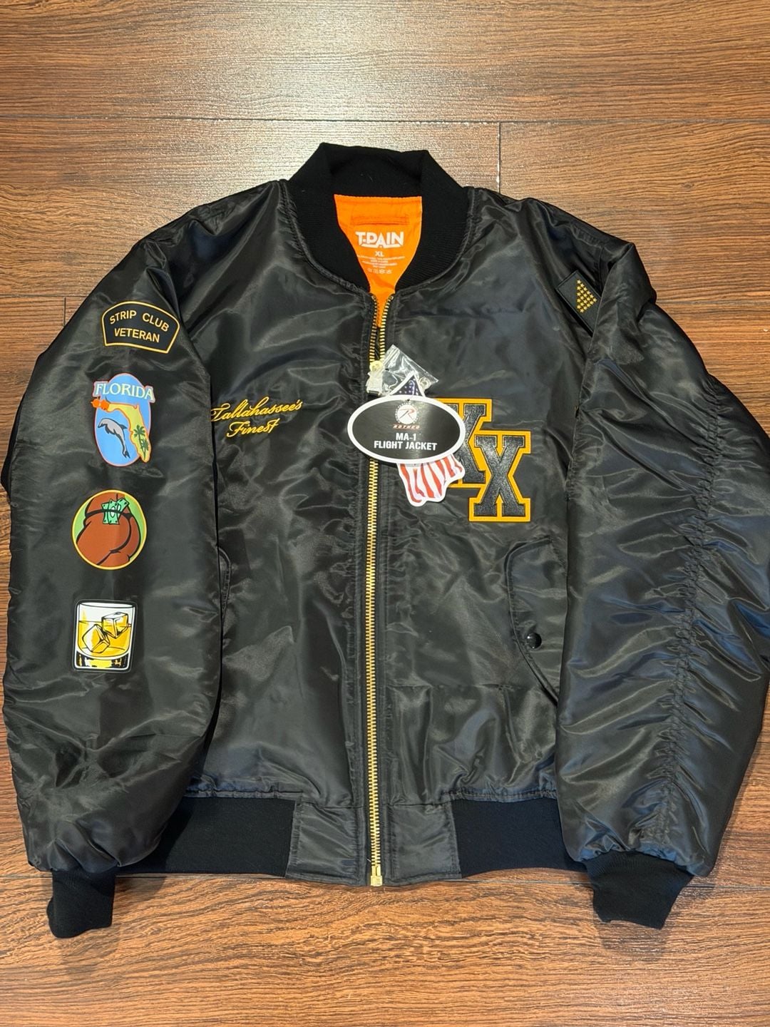 🔥 T-Pain TP20 20 Years of Pain MA-1 Flight Jacket XL NWT Concert Exclusive Rare 8