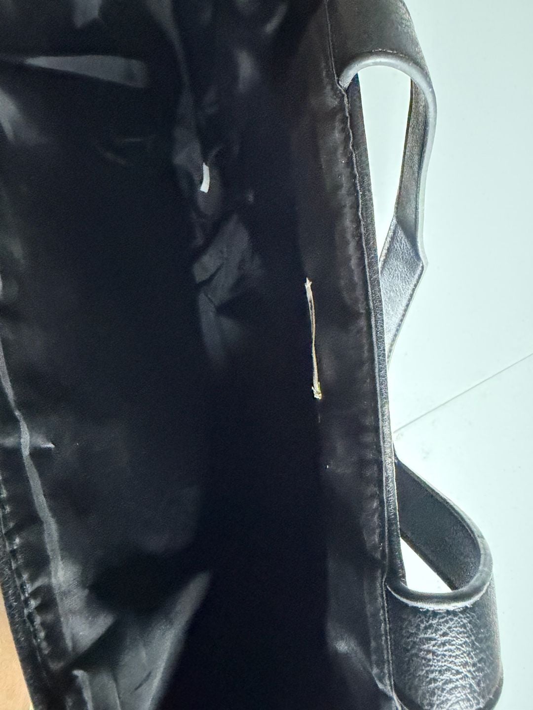 Neiman Marcus Black Faux Leather Open Top Tote Bag with Side Zippers 4