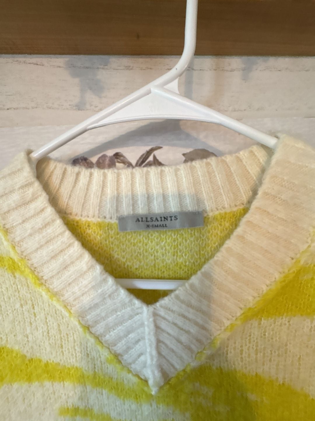 AllSaints Tiga V-Neck Sweater X-Small Sunshine White 3