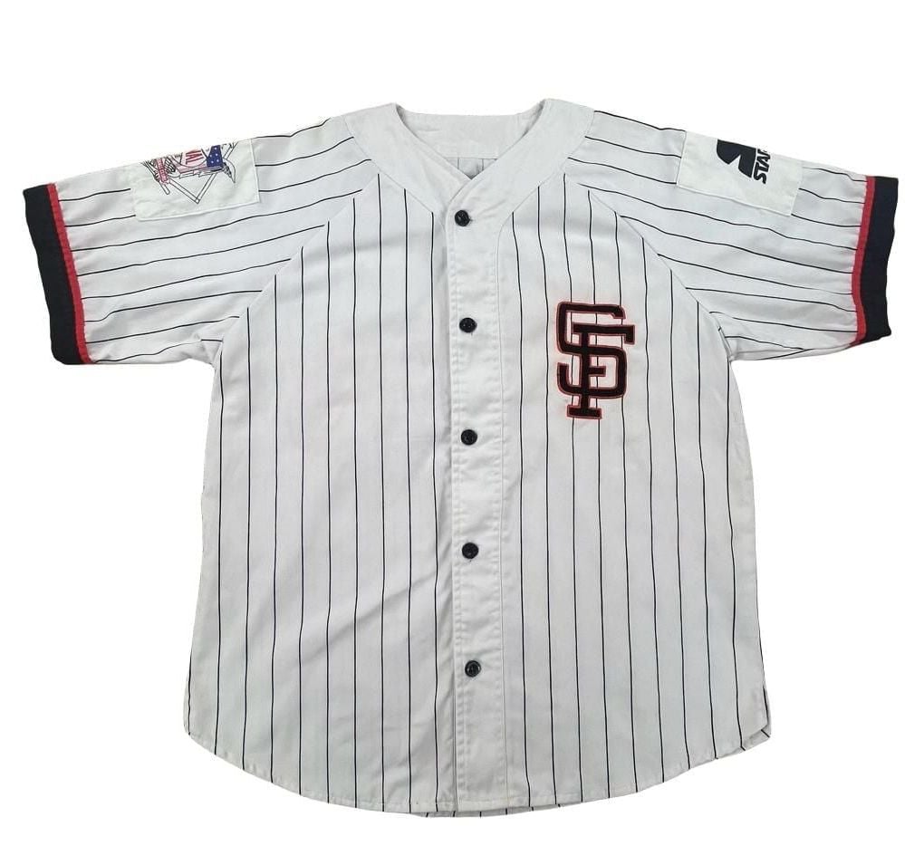 90s Vintage Starter San Francisco Giants Pinstripe Baseball Jersey Size M 2