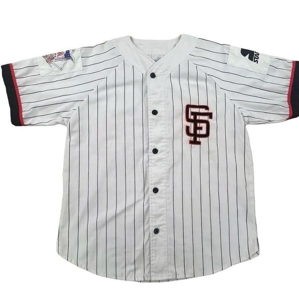 90s Vintage Starter San Francisco Giants Pinstripe Baseball Jersey Size M