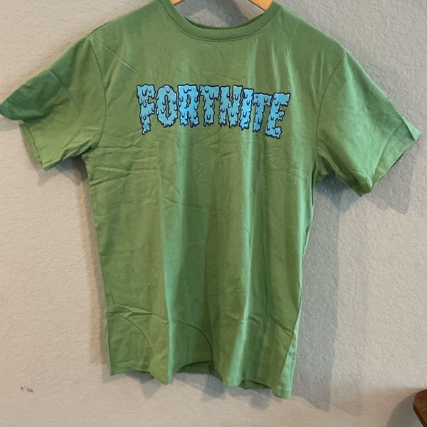 Fortnite Graphic Boys T-Shirt Size 2X(16-18)Green Blue Logo