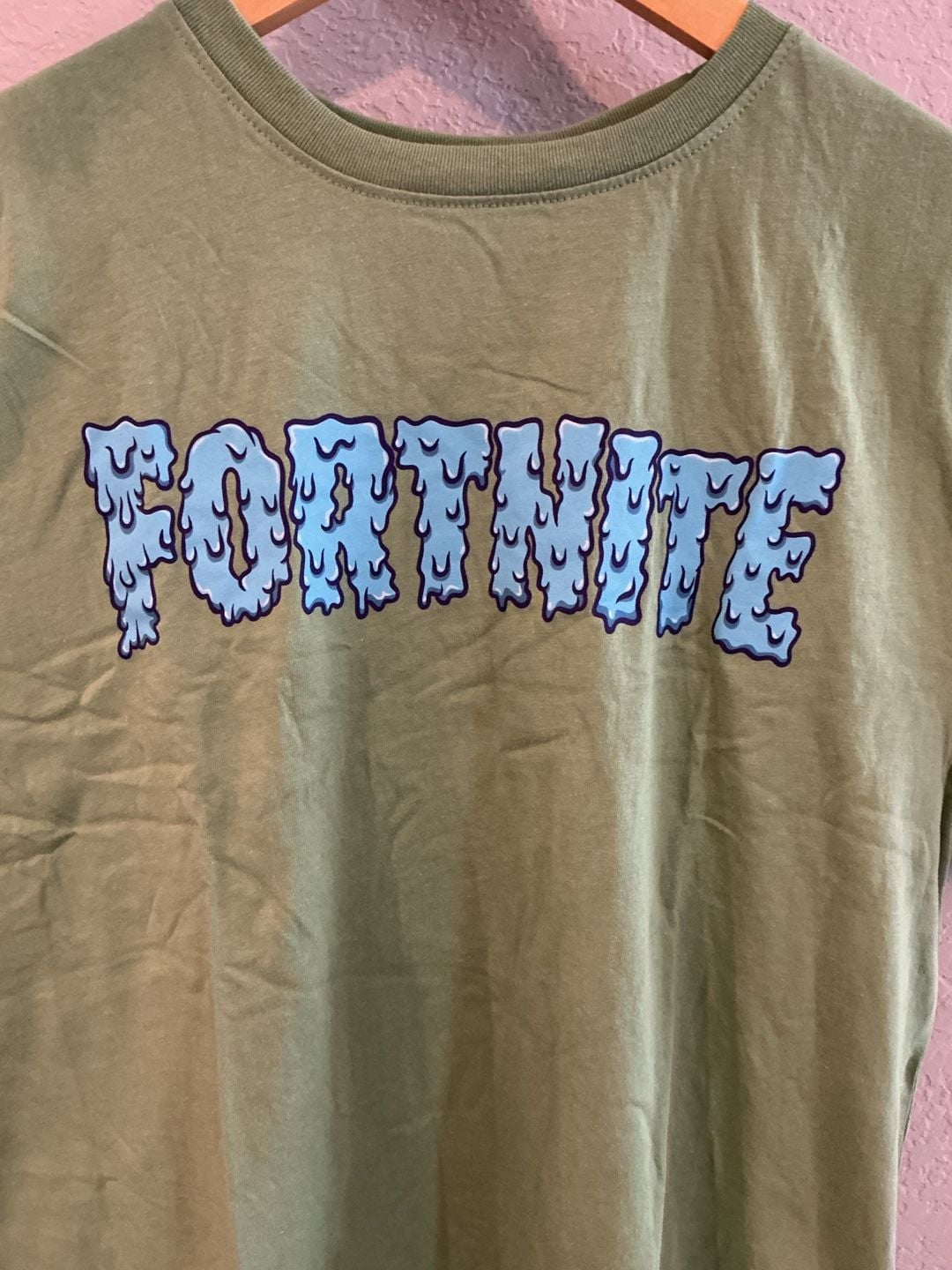 Fortnite Graphic Boys T-Shirt Size 2X(16-18)Green Blue Logo 3