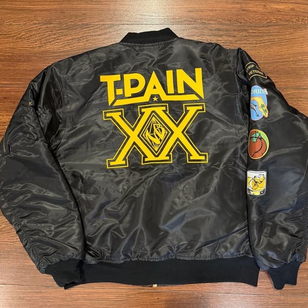 🔥 T-Pain TP20 20 Years of Pain MA-1 Flight Jacket XL NWT Concert Exclusive Rare