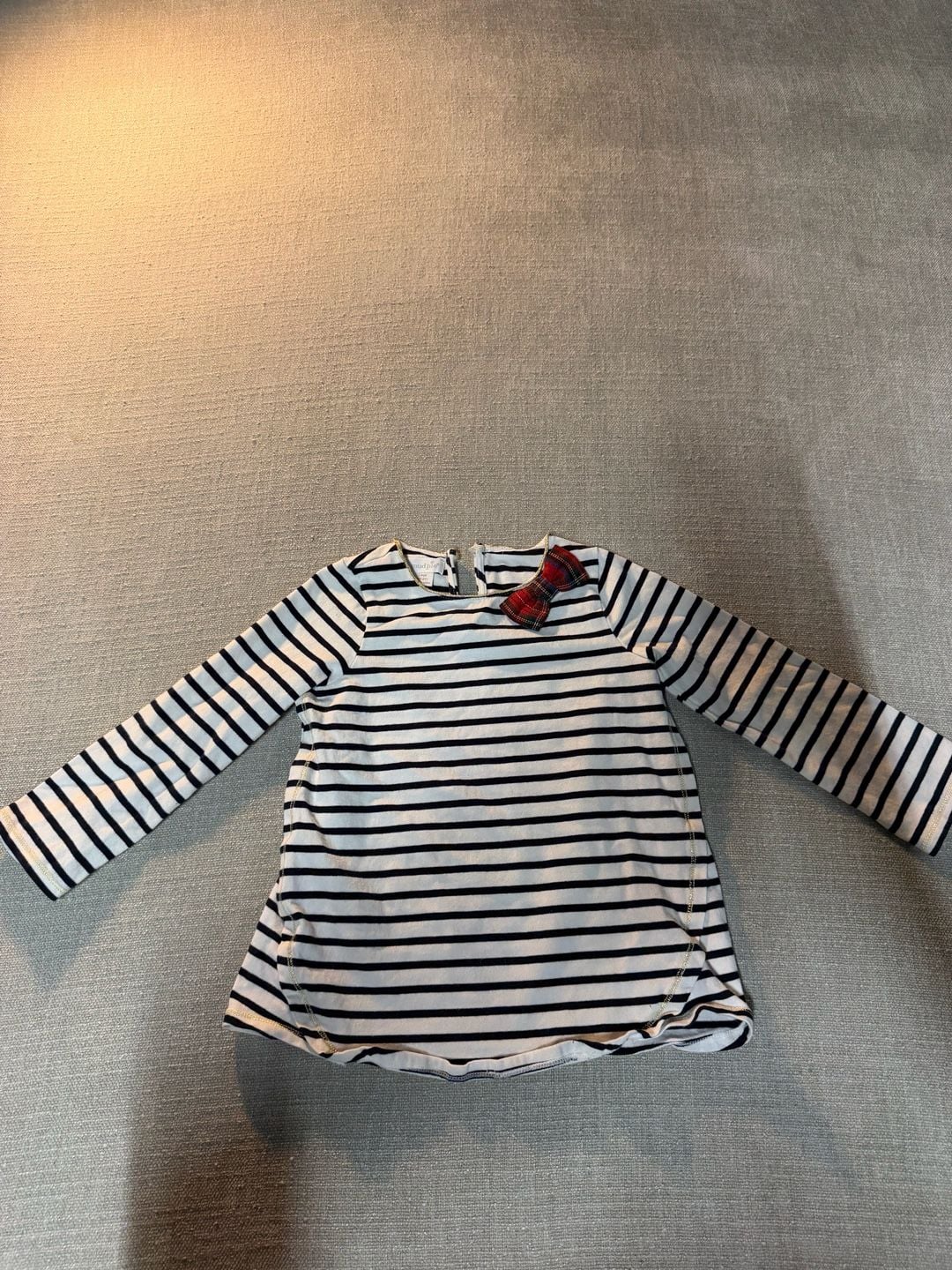 Mudpie Long Sleeve Striped Tunic Top with Plaid Bow Large (4T-5T) 2