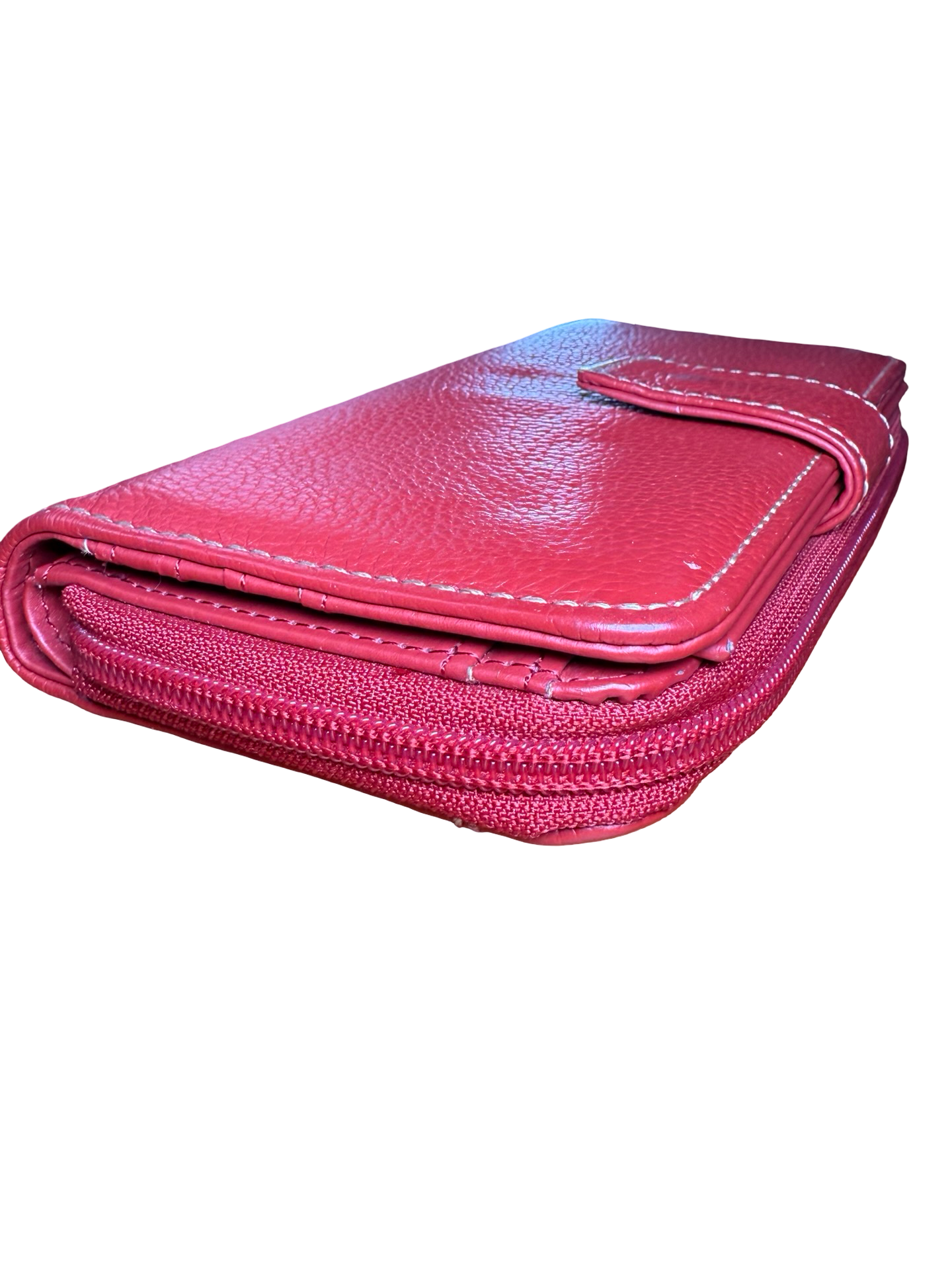 Genuine Leather Red Zip Around Wallet 7