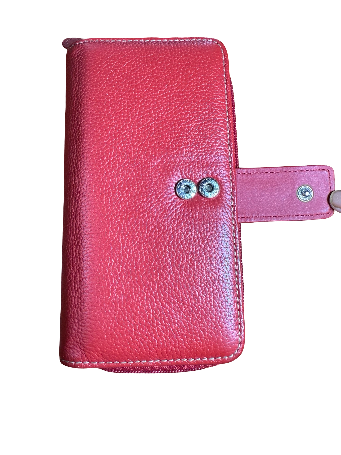 Genuine Leather Red Zip Around Wallet 8