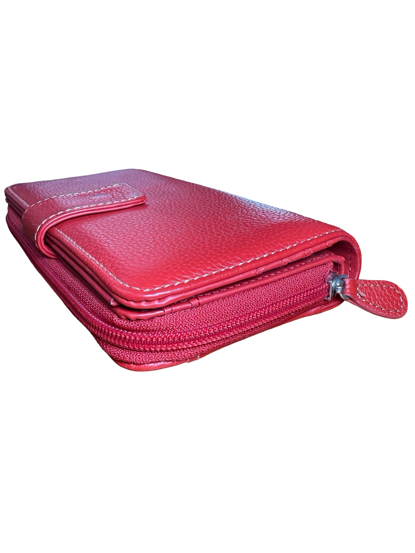 Genuine Leather Red Zip Around Wallet 10