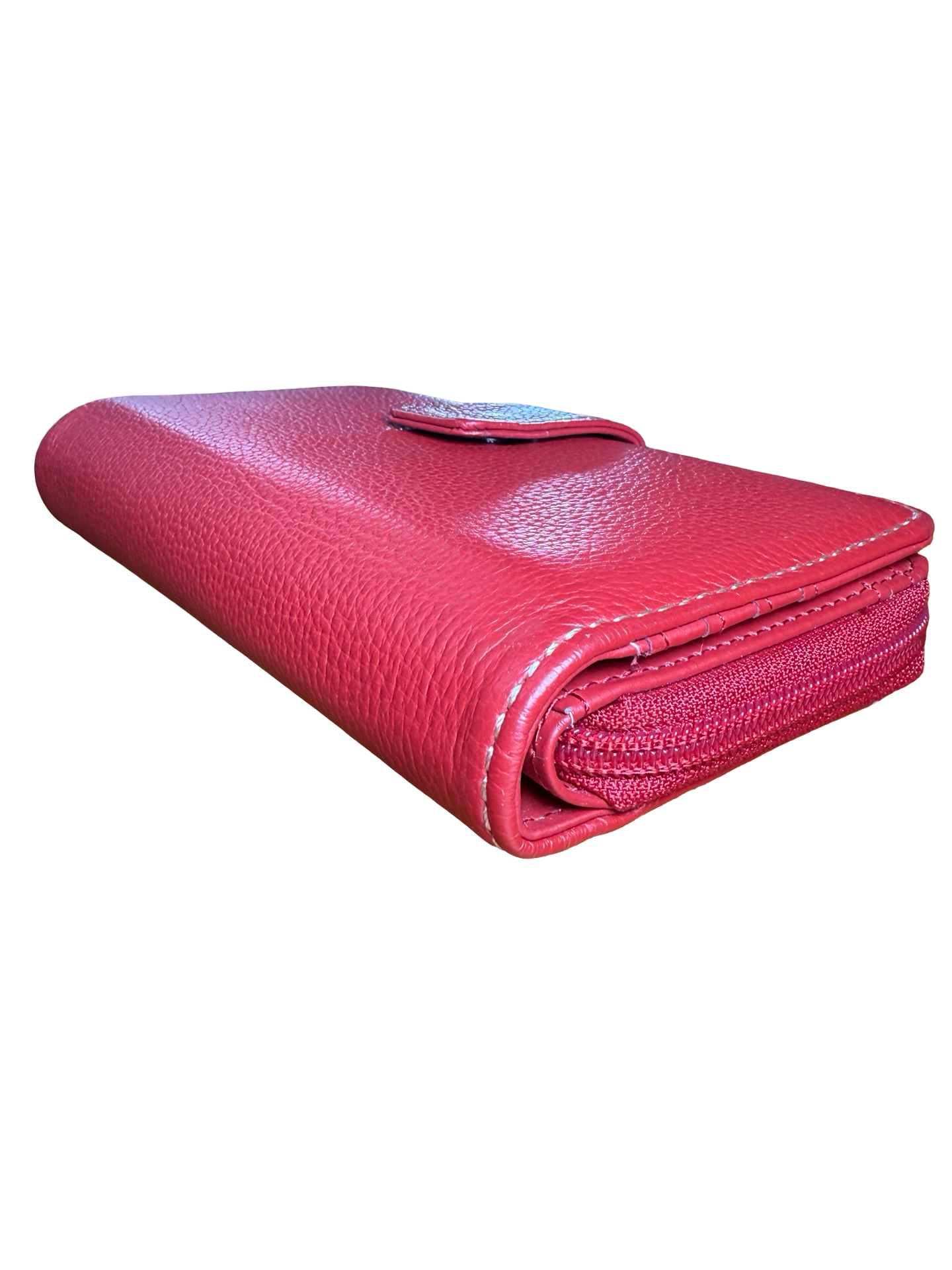 Genuine Leather Red Zip Around Wallet 11