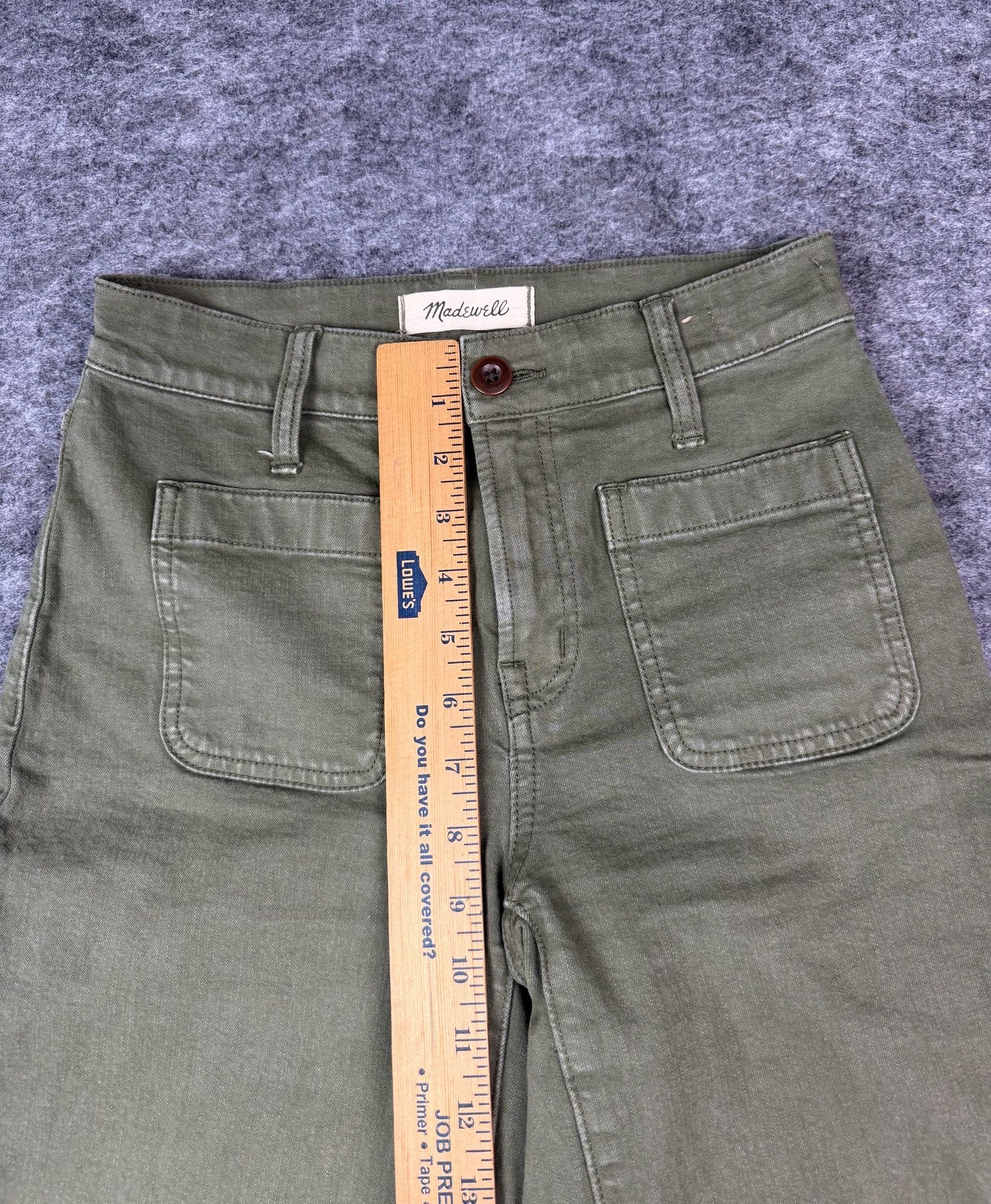 Madewell Emmett Wide-Leg Pants Size P24 Olive Green Utility Crop 9