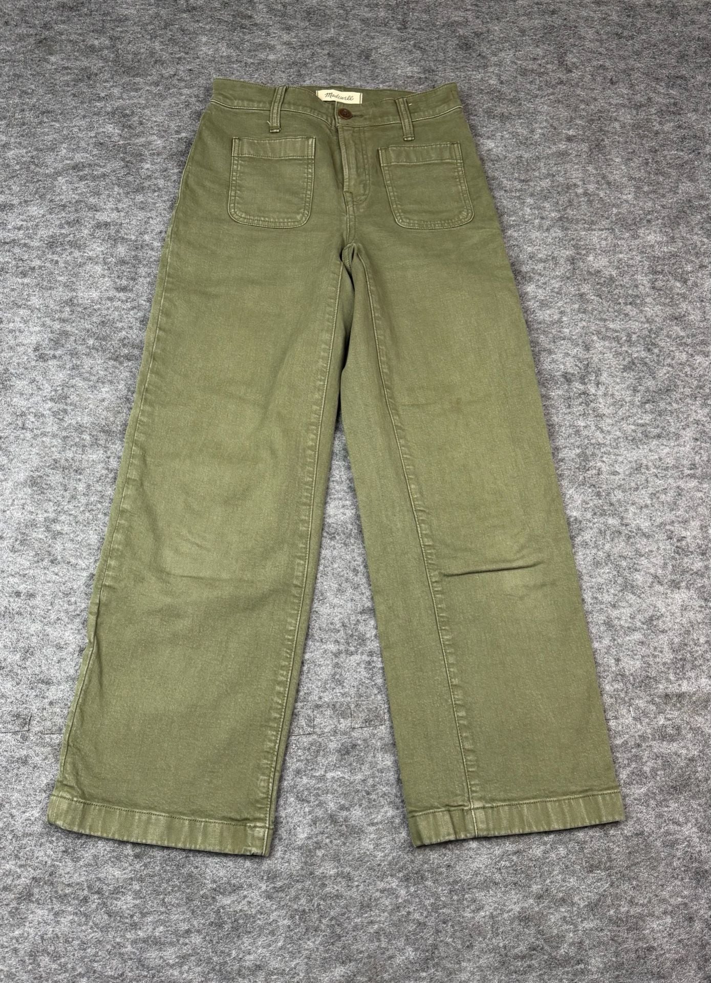 Madewell Emmett Wide-Leg Pants Size P24 Olive Green Utility Crop 11