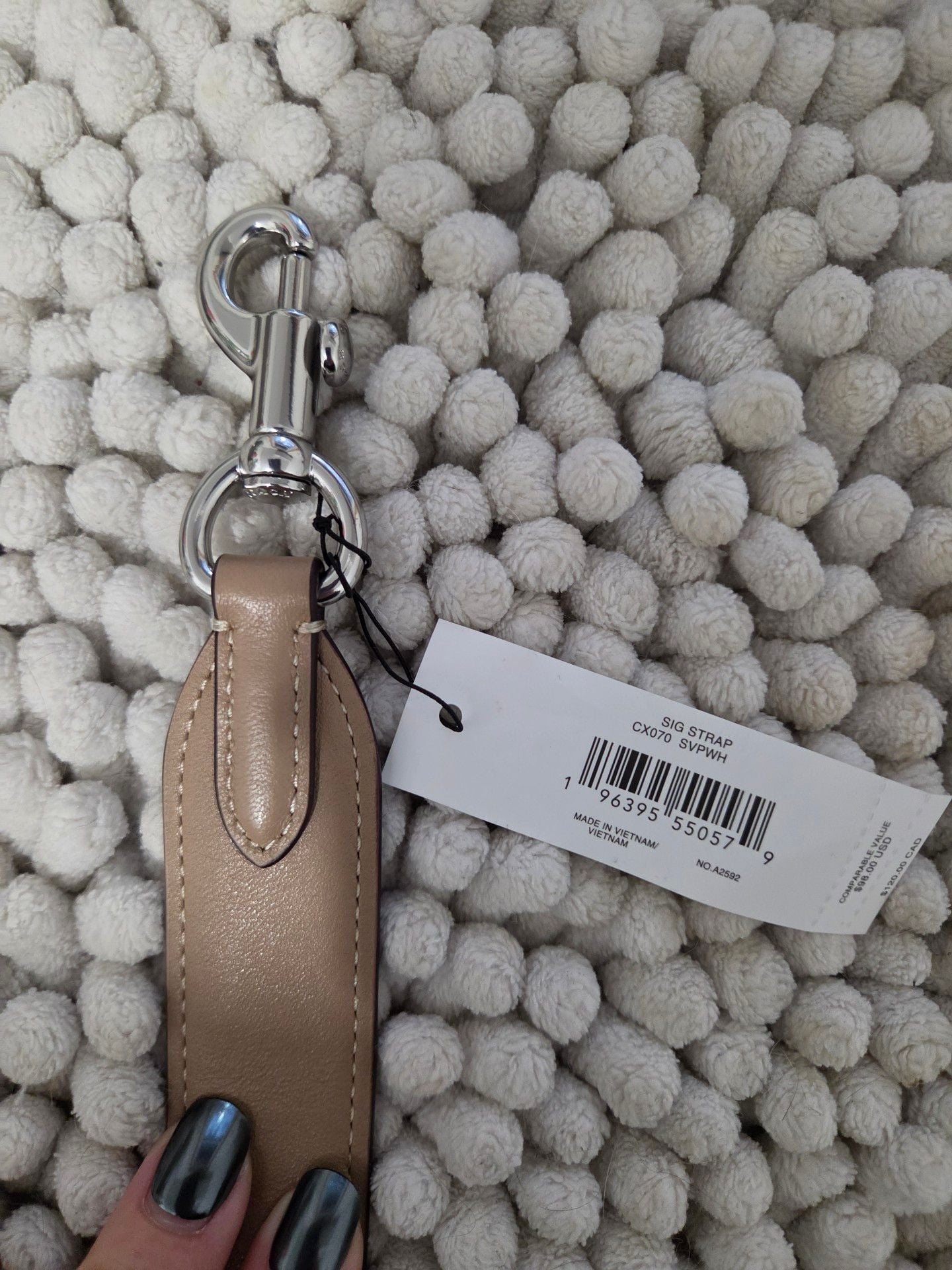 Coach Reversible Replacement Adjustable Bag Strap Khaki Beige Silver 8