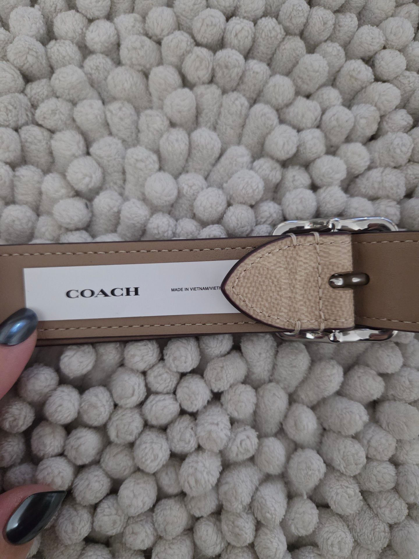 Coach Reversible Replacement Adjustable Bag Strap Khaki Beige Silver 10