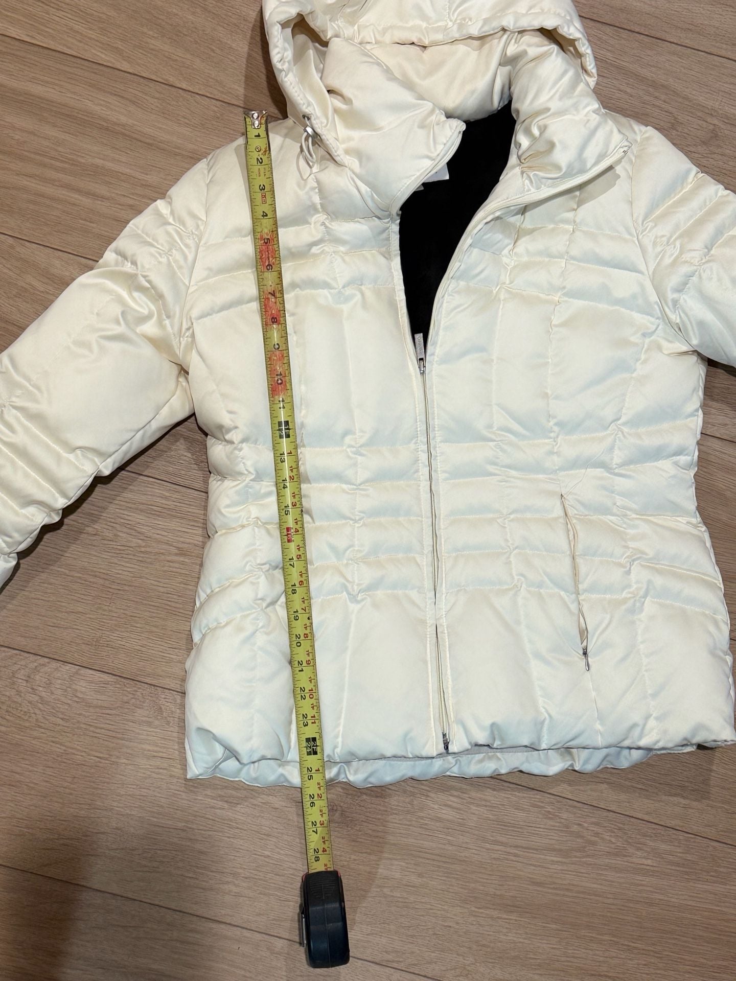 Calvin Klein Women's Beige Hooded Puffer Jacket Size L 4