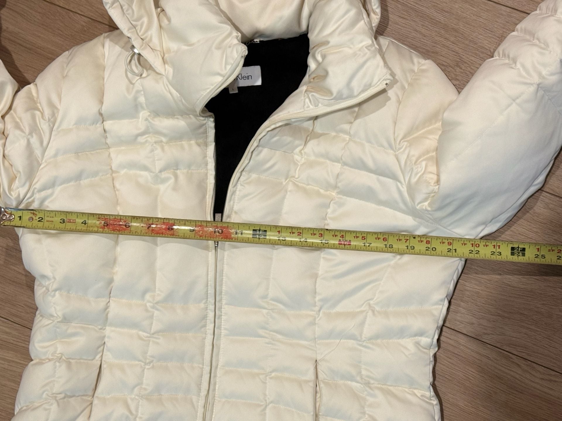 Calvin Klein Women's Beige Hooded Puffer Jacket Size L 5