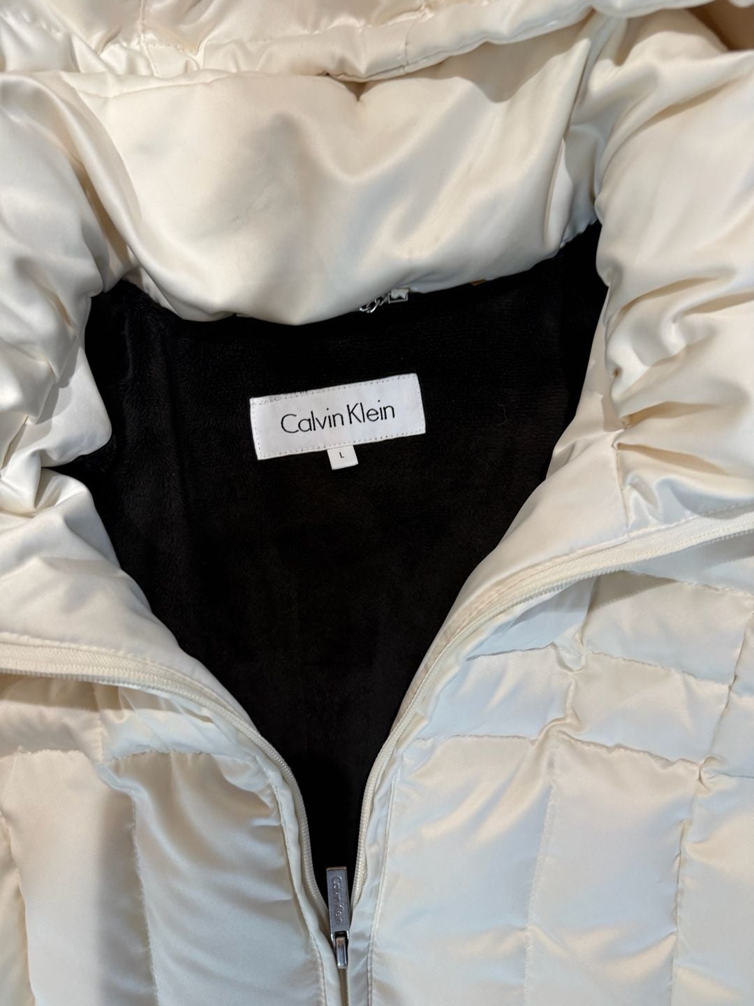 Calvin Klein Women's Beige Hooded Puffer Jacket Size L 6