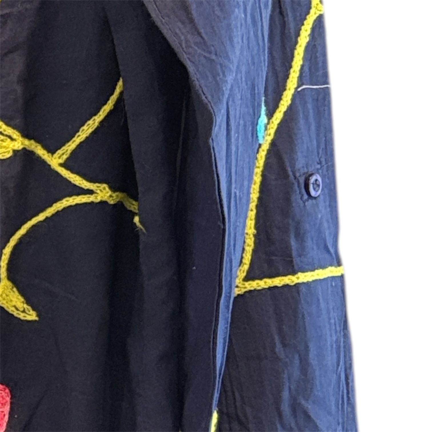 The Nu Vintage Floral Embroidered Lightweight Cotton Blouse Navy Size M  7