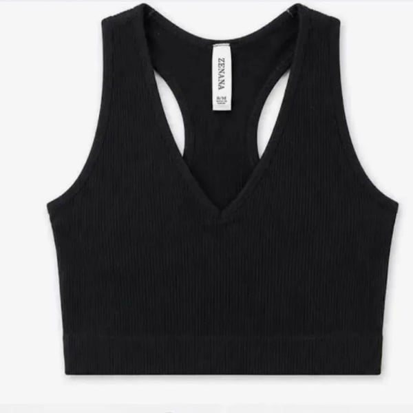 Zenana Ribbed Crop Racerback Tank Top Black
