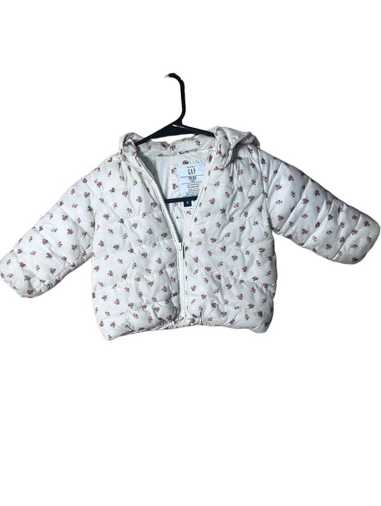 Baby Gap Floral Puffer Jacket 18-24 Months White Primaflo 2