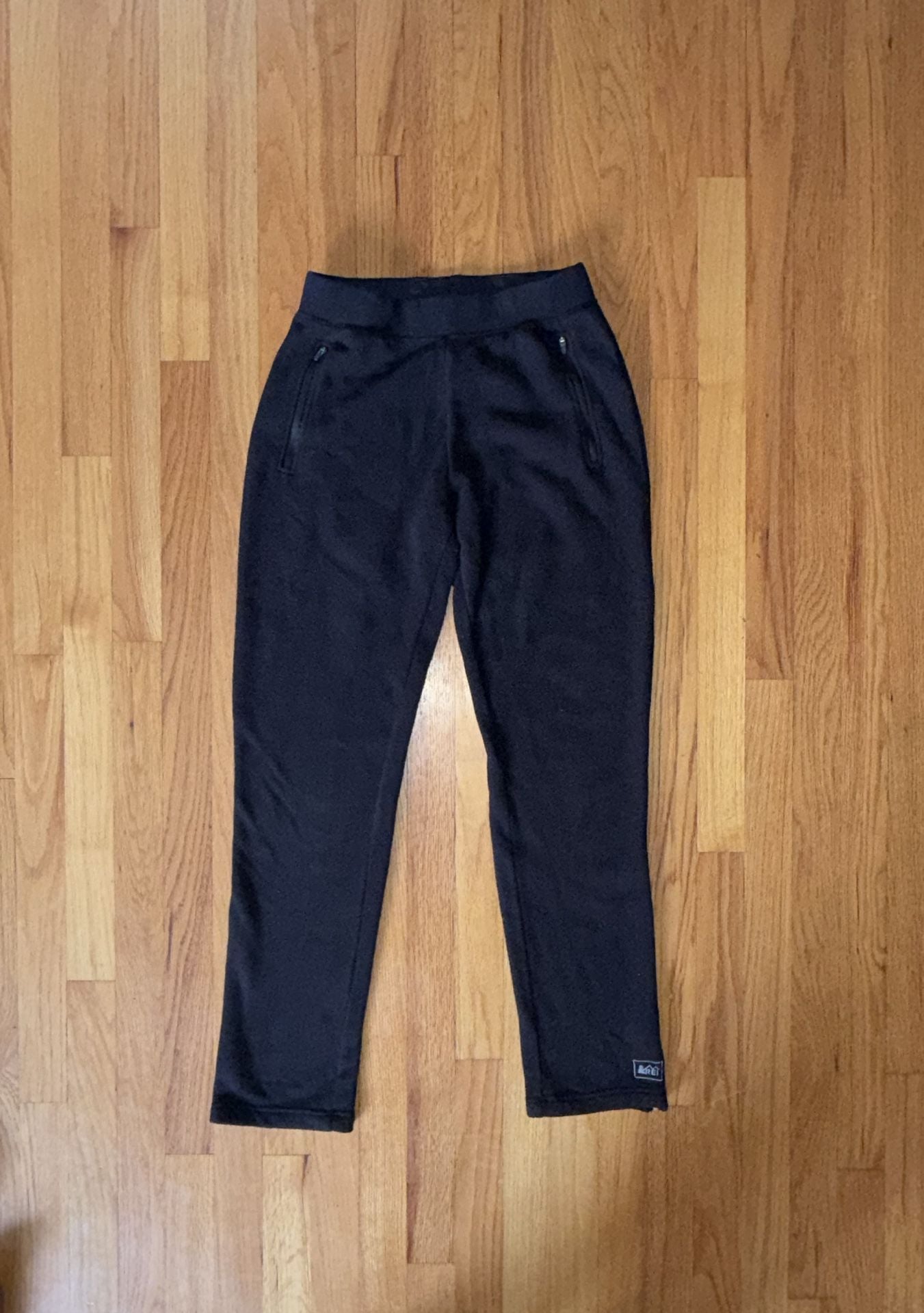 REI Women’s Fleece Pants Size S Black Zip Pockets Drawstring Winter 2