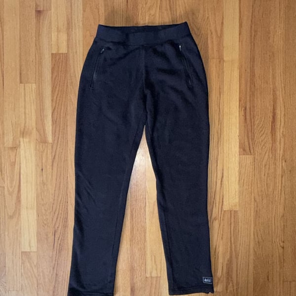 REI Women’s Fleece Pants Size S Black Zip Pockets Drawstring Winter