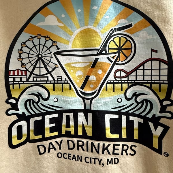 Ocean City Day Drinkers Size XL Cream Hoodie