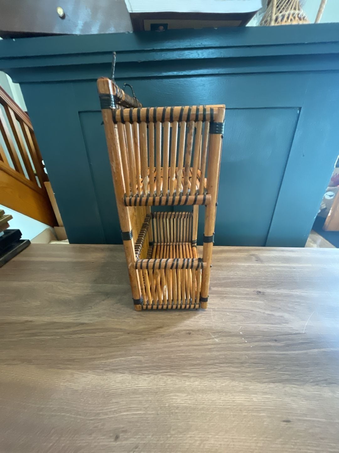 Vintage Bamboo Wall Shelf Etagere Two Tier 3