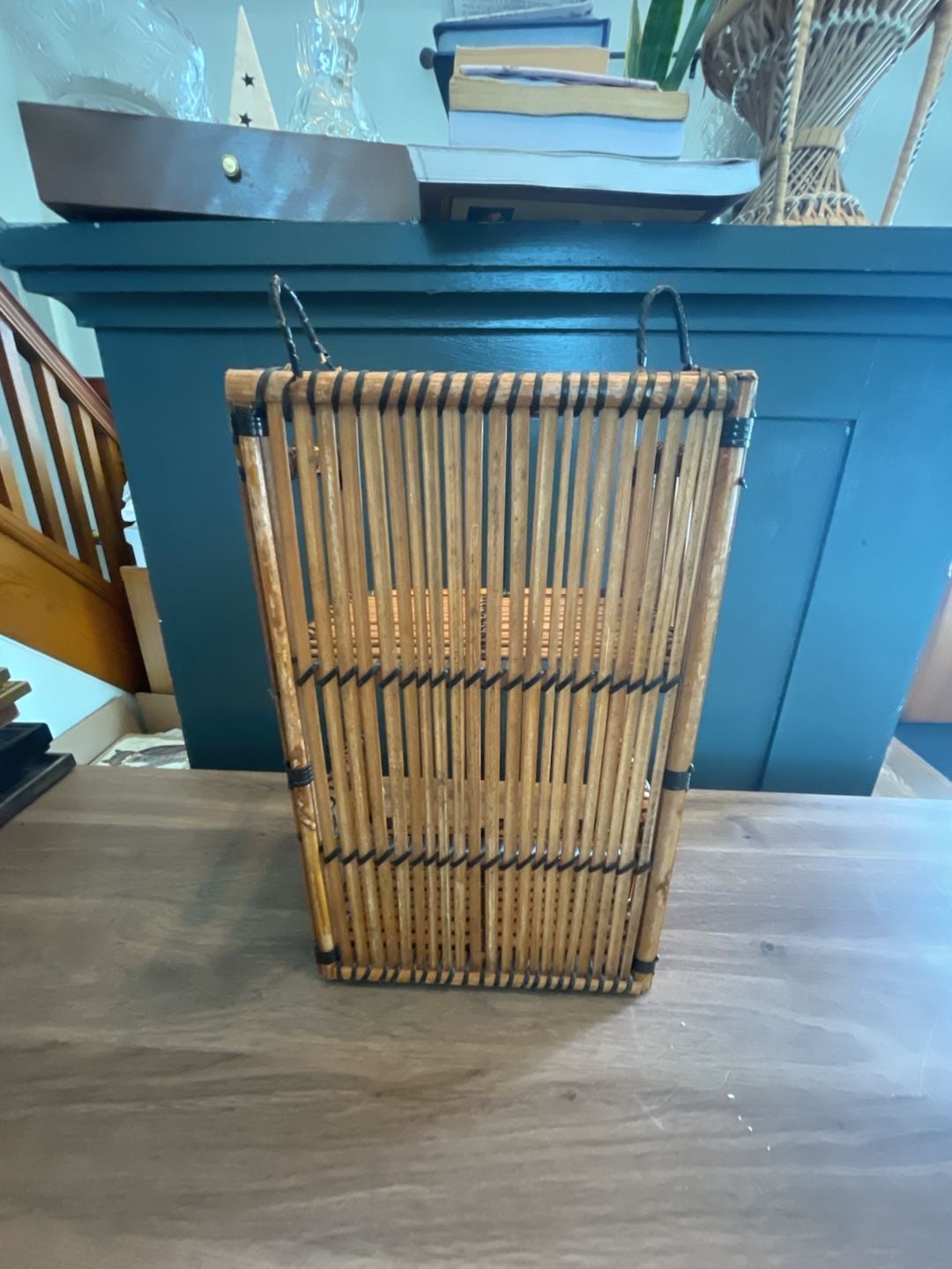 Vintage Bamboo Wall Shelf Etagere Two Tier 4