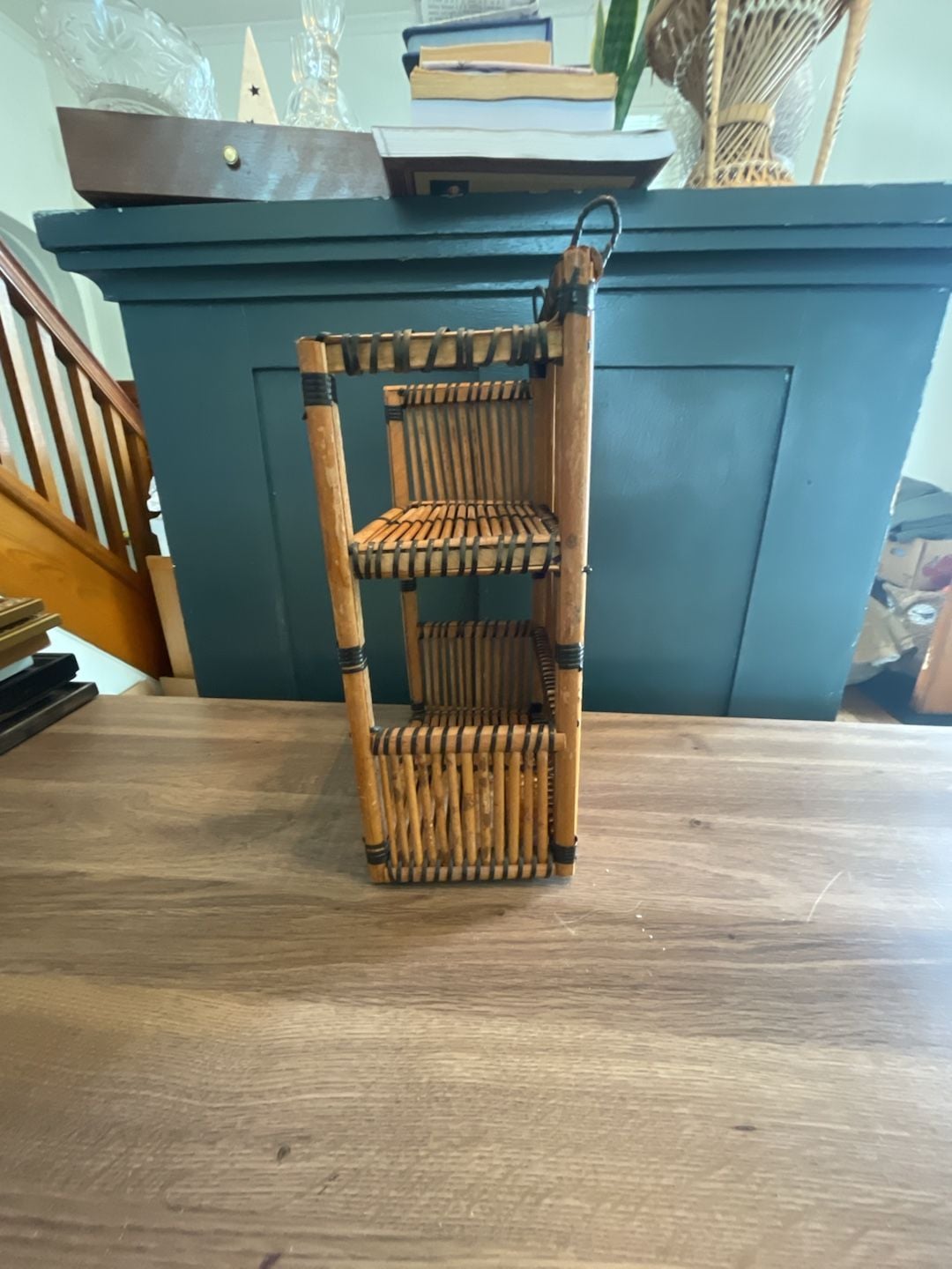 Vintage Bamboo Wall Shelf Etagere Two Tier 5