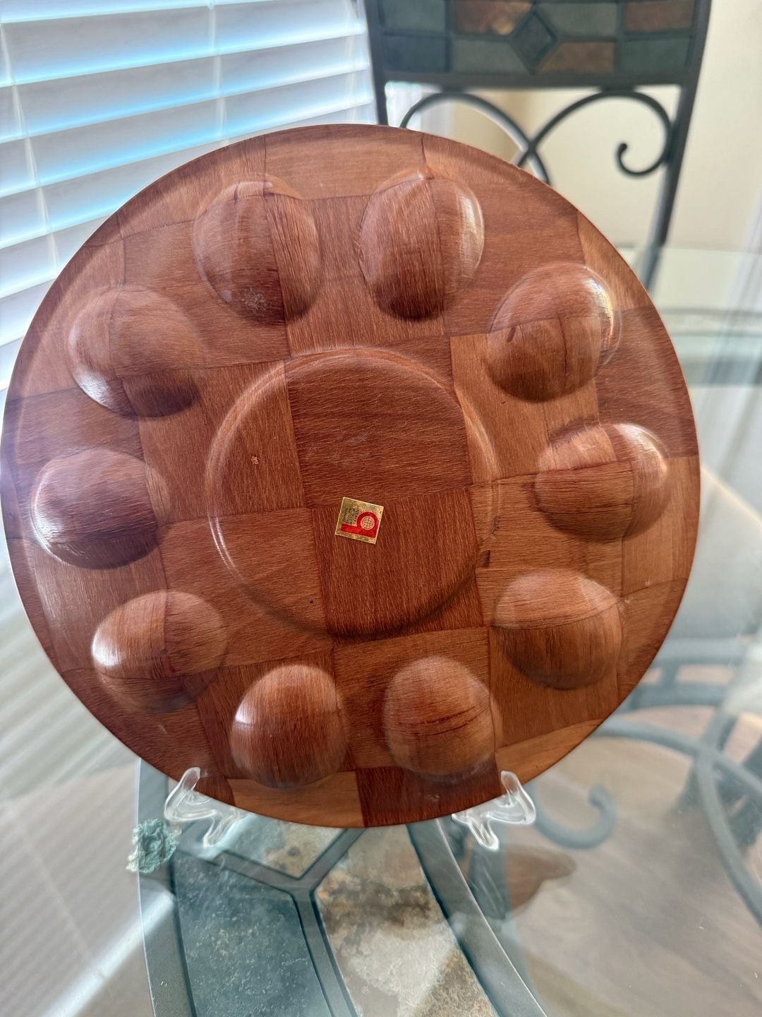 Wooden Deviled Egg Tray with Ceramic Insert 2