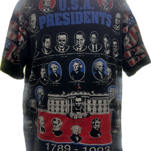 Rare Vintage 1993 Kacy USA Presidents Graphic Tee XL